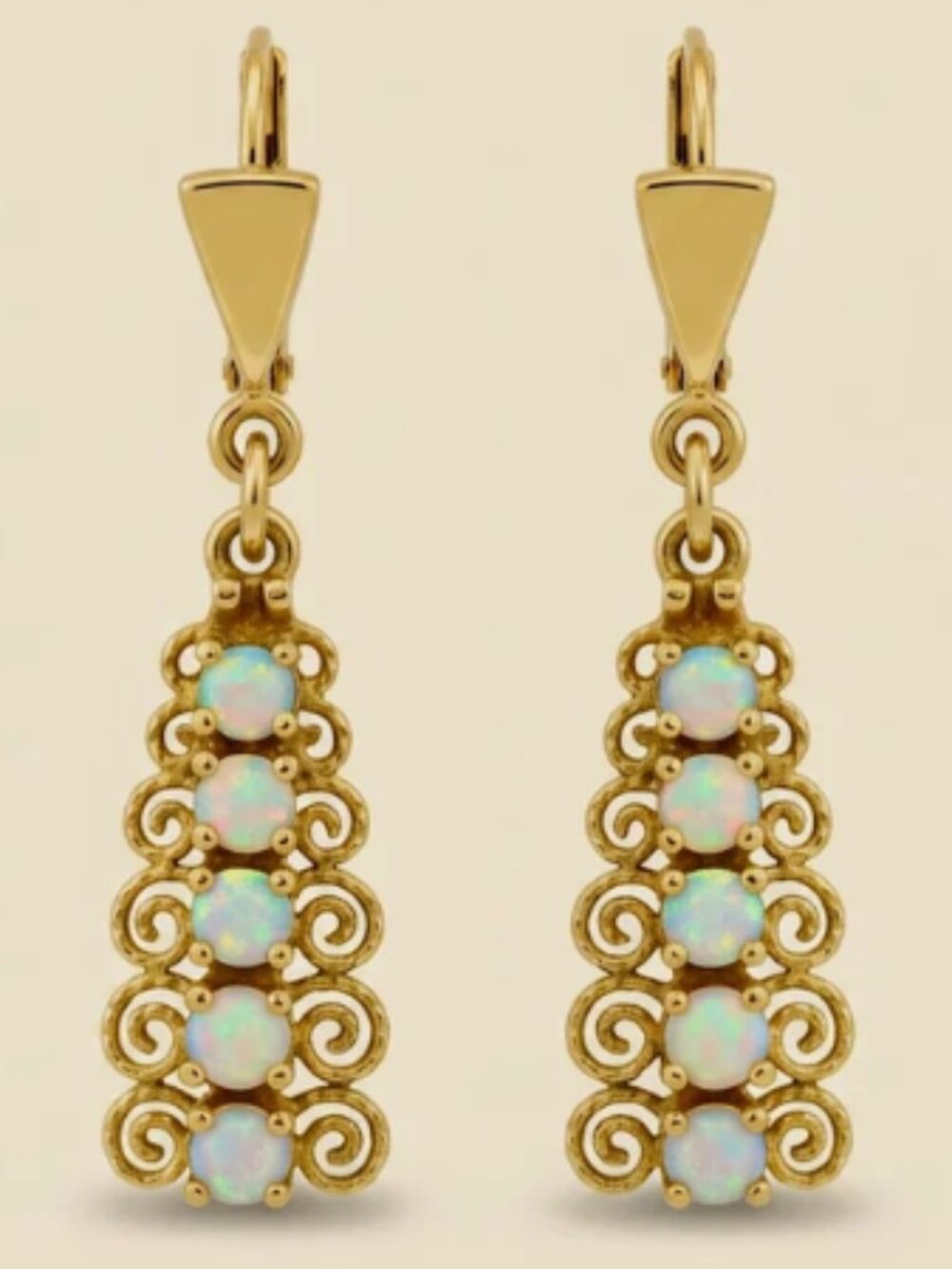 14K Fiery Opal Spritzer & Fuhrmann Opal Hanging Elegant Earrings